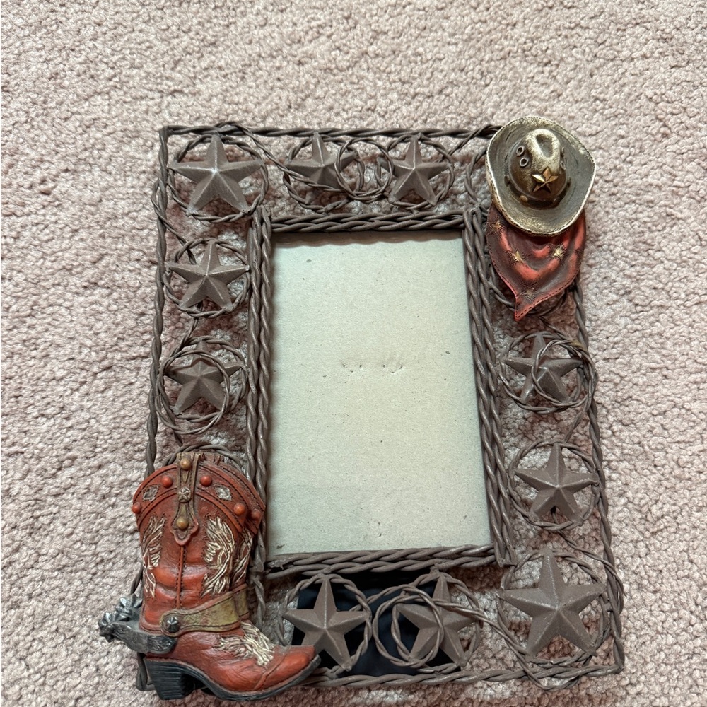 Western Star Picture Frame with Boot and Hat Accents